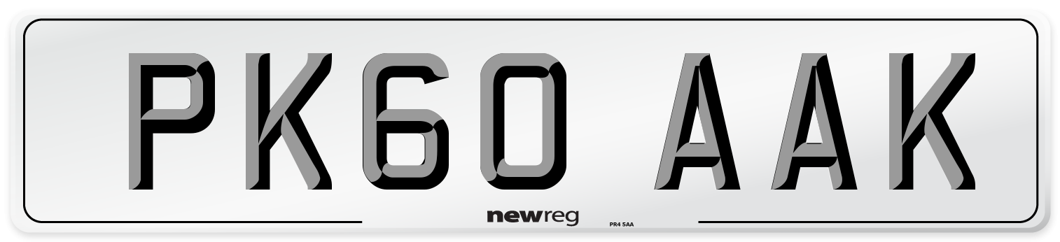 PK60 AAK Number Plate from New Reg